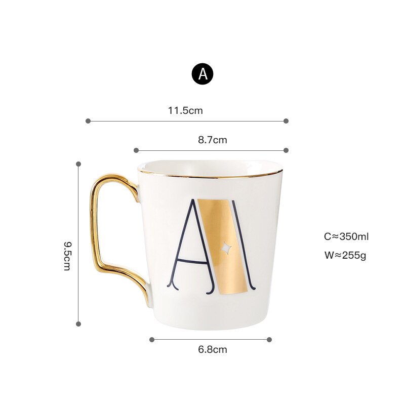 EWAYS – tasse à café en porcelaine avec poignée dorée, pour Couple, avec lettres créatives, d'anniversaire et de mariage