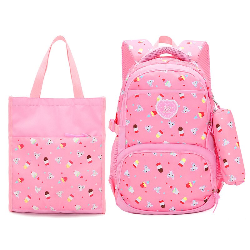 3Pcs/set School Backpacks College School bag for Teenager Girls Boys Shoulder Bags Women Canvas Backpack mochila: pink