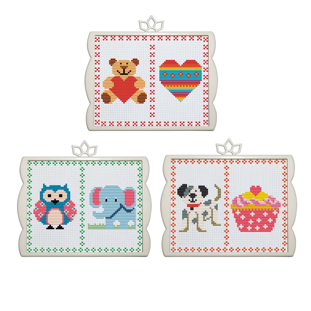 Printed Cross Stitch Kits Bear Owl Elephant Dog Patterns for Baby Kids