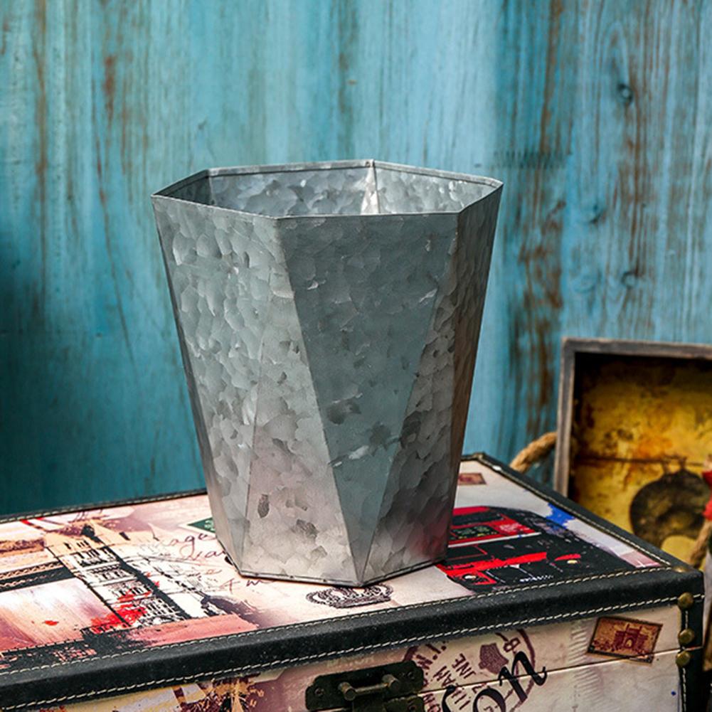 Creativity Iron Flower Pot Polygonal Metal Plants Planter Desktop Storage Bucket For Balcony Home Yard Decoration