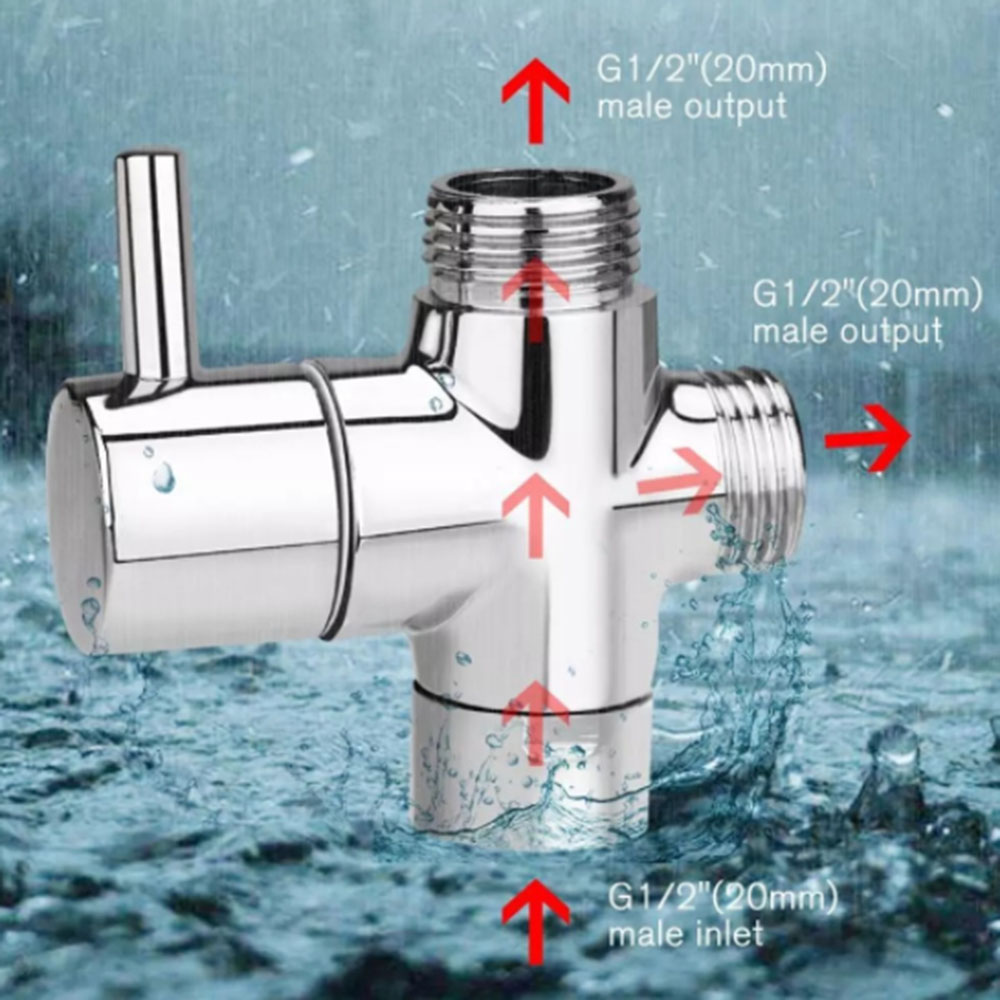 Shower Diverter Shower Faucet Three-way Diverter Valve Shower Nozzle Switch One-point two-cnnector Converter Good