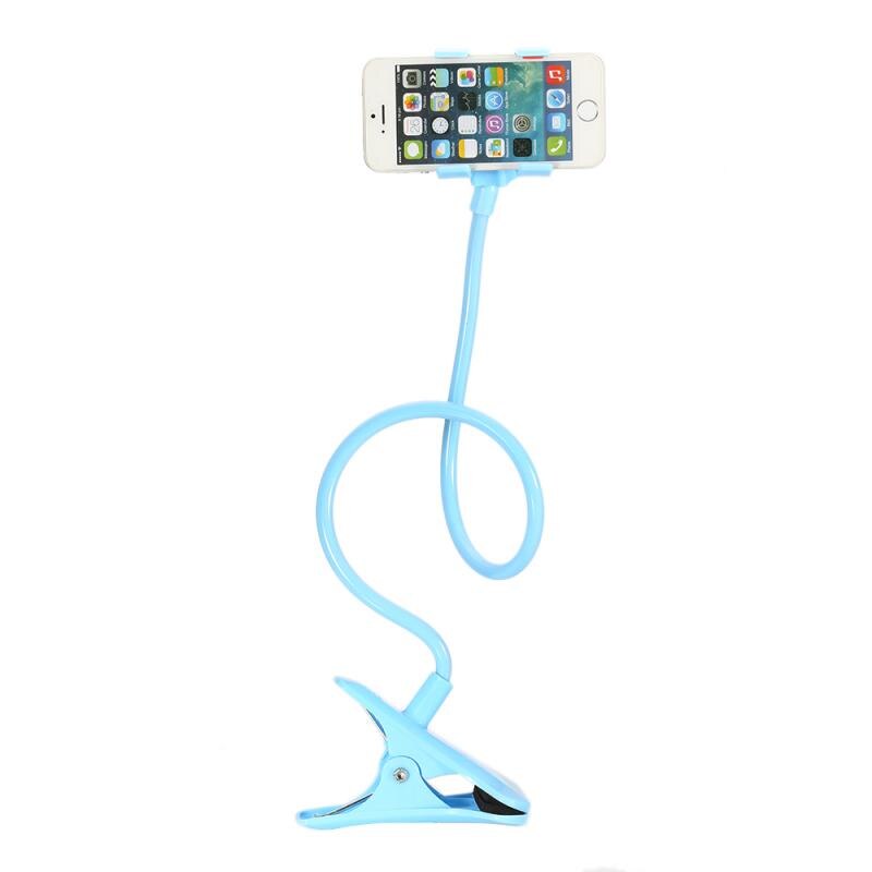 Universal doven telefonholder arm fleksibel mobiltelefon stativ stents holder seng skrivebord bordklip svanehalsbeslag tilbehør: Blå