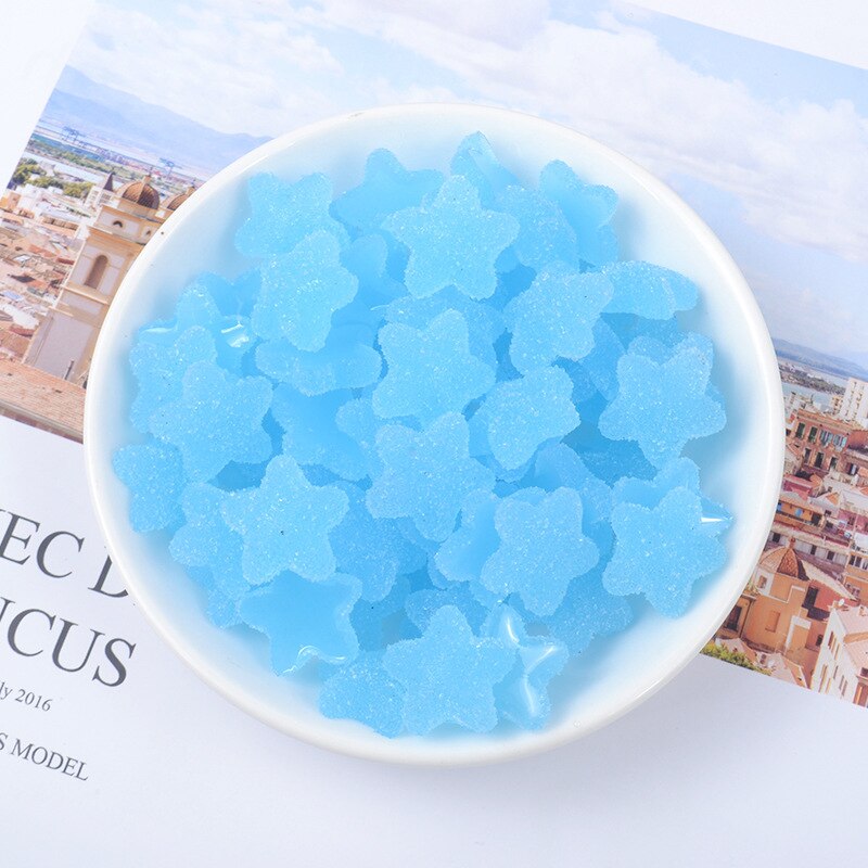 10 Stks/zak Slime Filler Levert Speelgoed Ster Diy Mini Pretend Ster Snoep Slime Accessoires Filler Voor Pluizige Clear Crystal Slime: blue