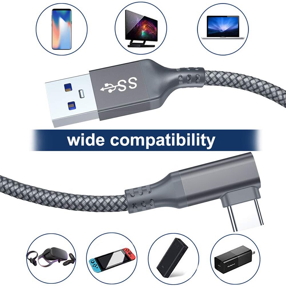 5m 2m datalinje för oculus quest 2 länk headset usb 3.0 typ c dataladdningskabel överföring typ-c till usb-a sladd vr tillbehör