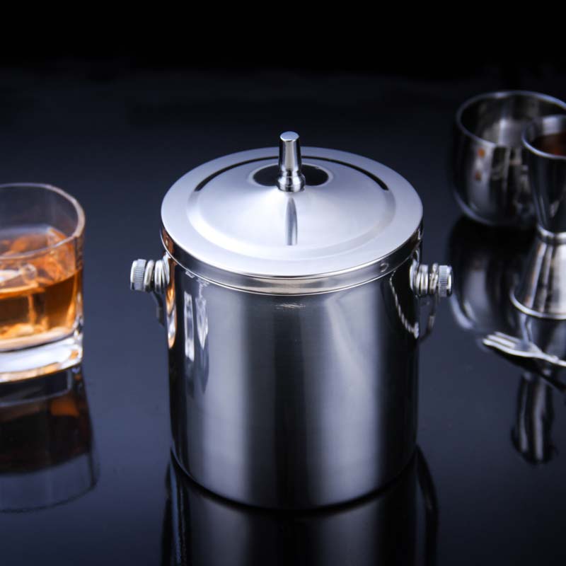 Stainless Steel Double Walled Ice Bucket Barware Serveware for Parties Events Gatherings With Tong