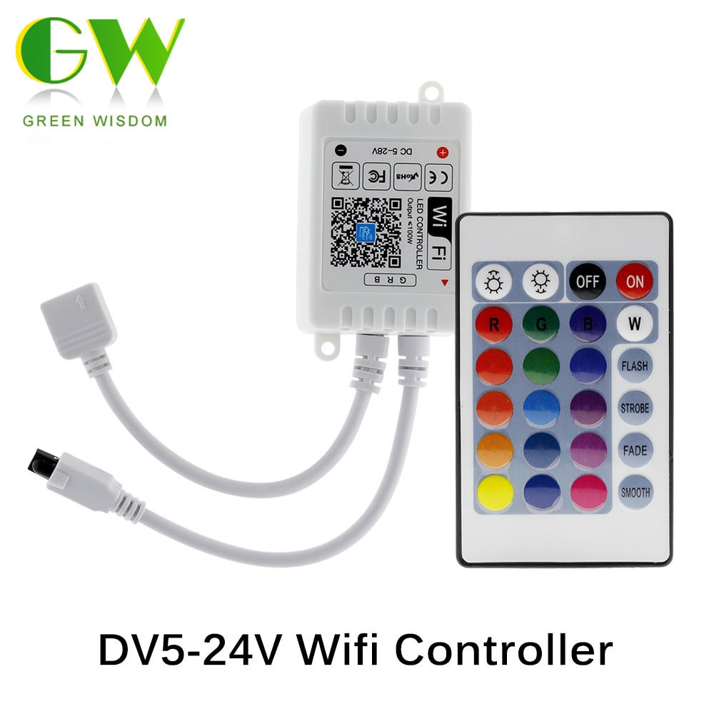 Magic Home Wifi Controller Led Rgb Controller Dc 5V-24V Draadloze Wifi Controller + Ir Afstandsbediening voor 2835 5050 Rgb Led Strip