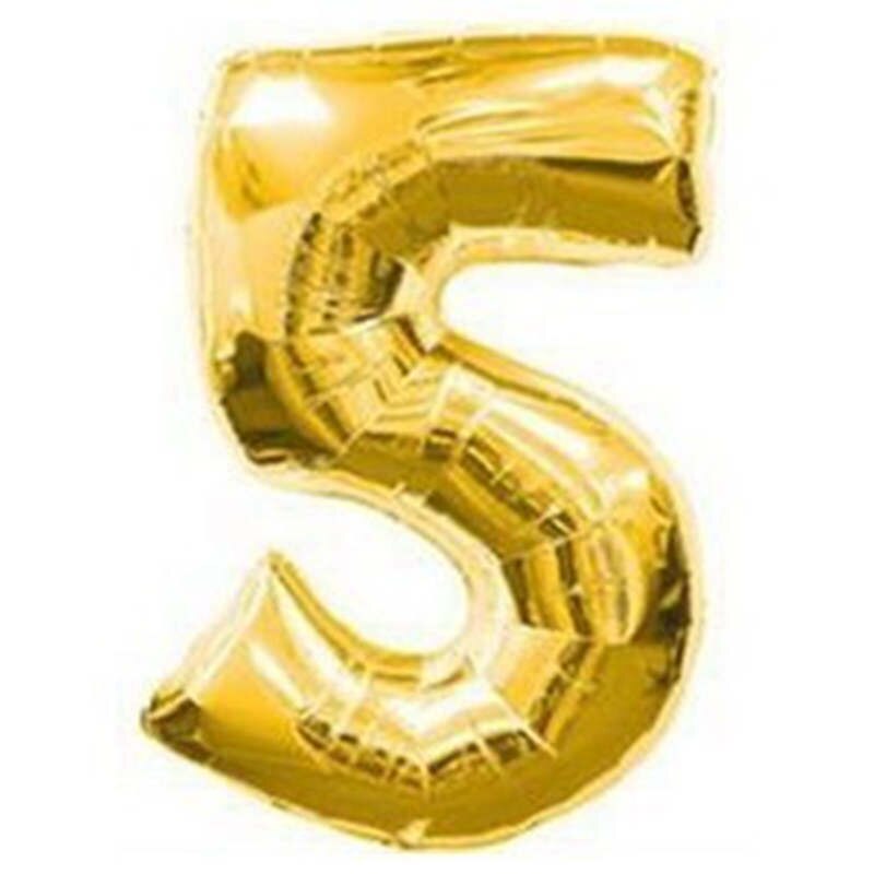 number 16 inches of gold and silver balloons on Year's birthday party balloons decoration family wedding 1 PCS: gold 5