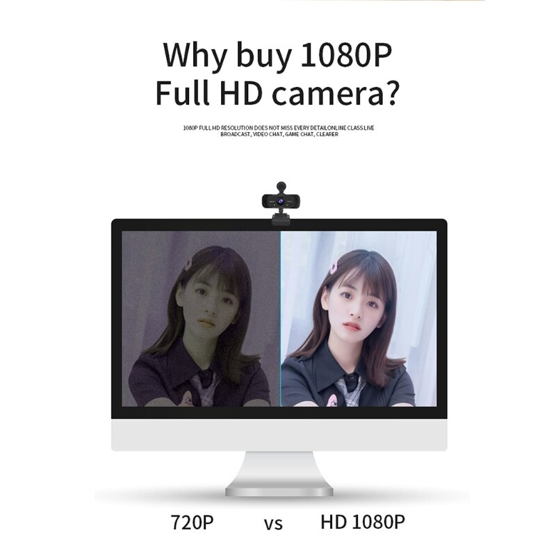 High Definition Webcam 1080P with Built-in Microphone USB 2.0 Autofocus Widescreen Camera for Laptop Video Calling