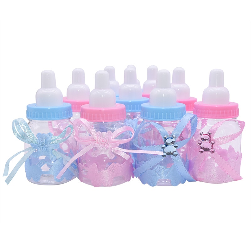 12 st mini nappflaskor flicka pojke baby shower favor boxar paket dop dop fest tillbehör choklad godispåsar