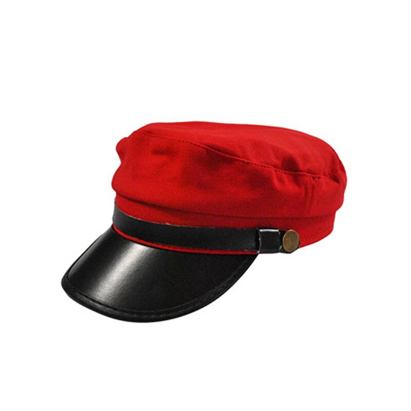 Men Women Casual Cap Flat Top Vintage Simple Chic Breathable Hat TT@88: Red