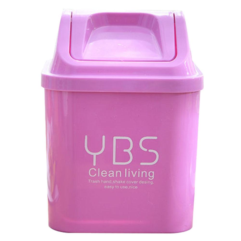 Mini Afvalbakken Desktop Plastic Huisvuilemmer Kantoor Prullenbak Huishoudelijke Opslag Vat Tafel Vuilnisbak Kleine Afvalbak Met Deksel: Paars