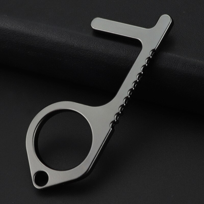 Metal No Touch Door Opener Tool Touchless Keychain Hand Tool with Stylus for Door Handle Touch Screen Brand: Gray