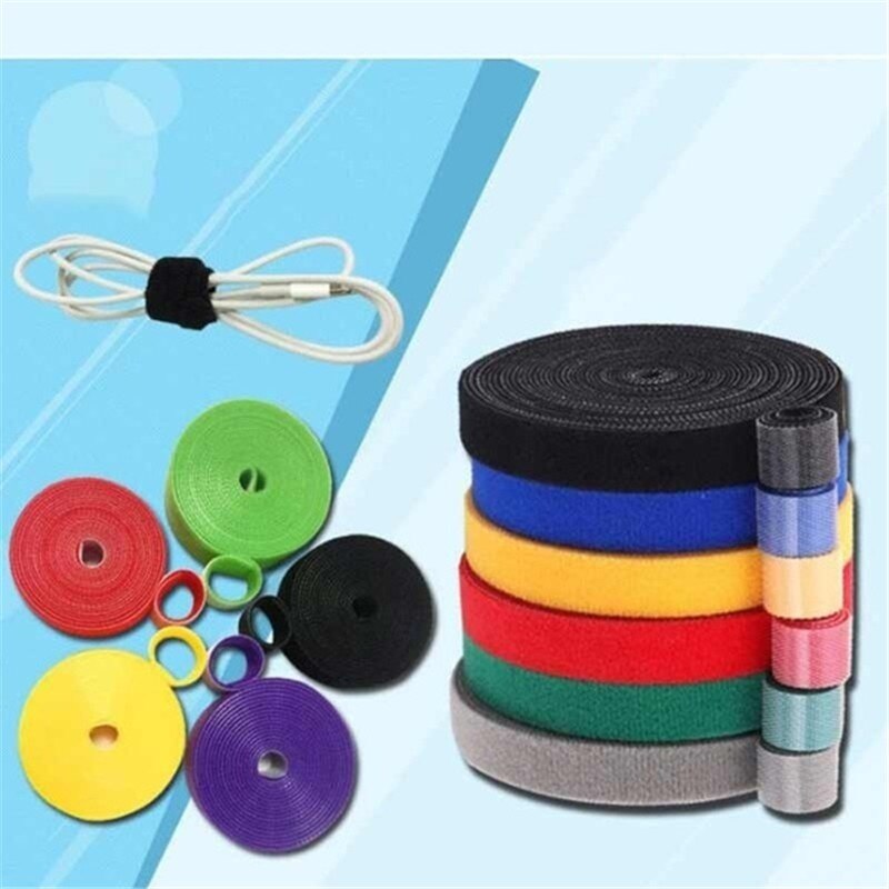 Cable Ties Roll Double-sided Tape Holder Fastening Tape By Hook &amp; Loop Nylon Strap for Computer Electronic Cord Power Wire