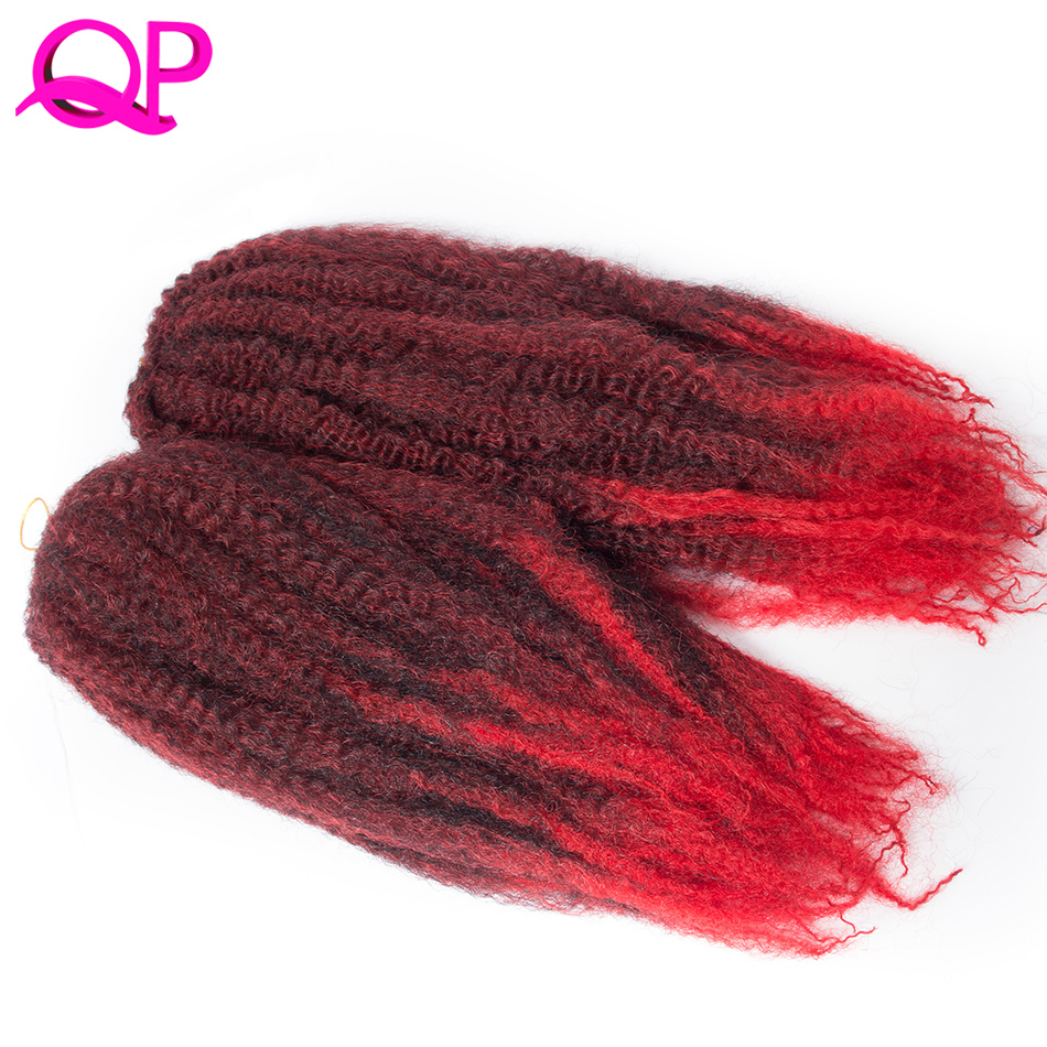 Qp hiukset 20 juuria virkatut hiukset 18 '' ombre himmeä väri afro kinky kihara punotus hiukset synteettiset pidennykset marley punokset