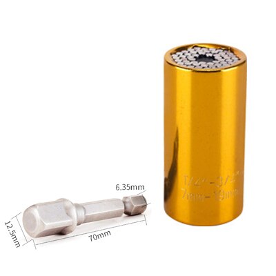 Torque Wrench Universal Sleeve Head Set Socket Sleeve 7-19mm Spanner Key Style Grip Multi Hand Tools Cr-v Sleeve: Yellow