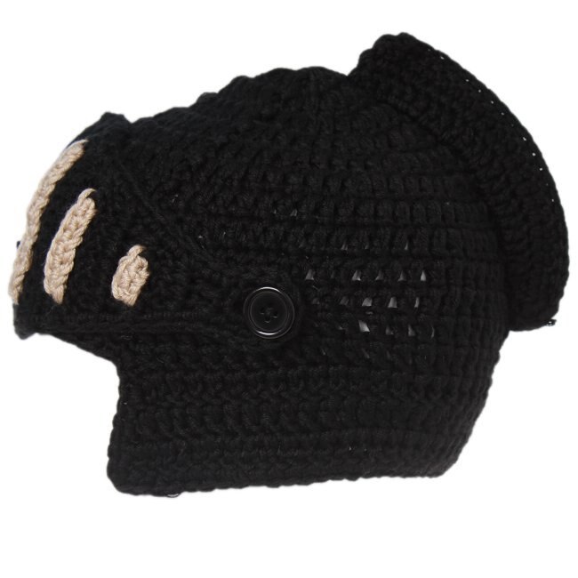 Roman Knight Helmet Caps Winter Warm Hats For Family Novelty Handmade Knit Hats Father Kids Beanies Cap Party Mask