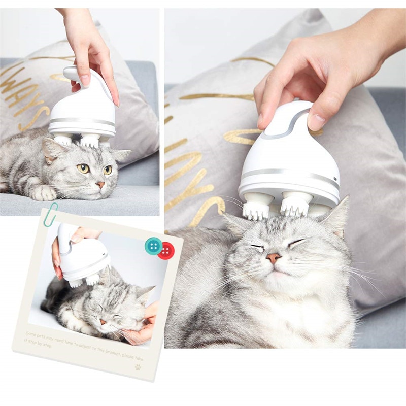 3D Haustier Intelligente Katze Massagegerät Kopf Massagegerät Katzen Automatische Drehen Wasserdichte Elektrische Pflegen Werkzeuge Hundesalon Massage