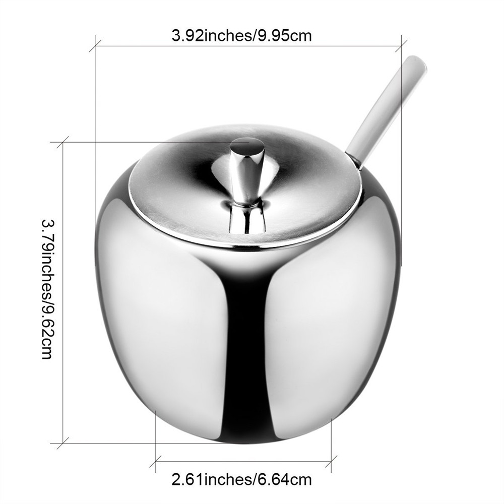 Magneet Staal Apple Suikerpot Kruiden Jar Kruiderij Pot Spice Container Bus Cruet Met Deksel En Lepel