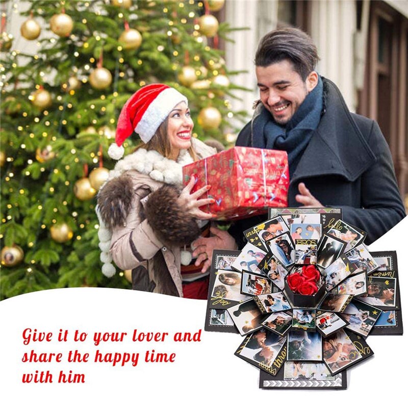 Black Explosion Box DIY Photo Album Scrapbook Folding Boxes Handmade Folding Photo Albums Memory Box
