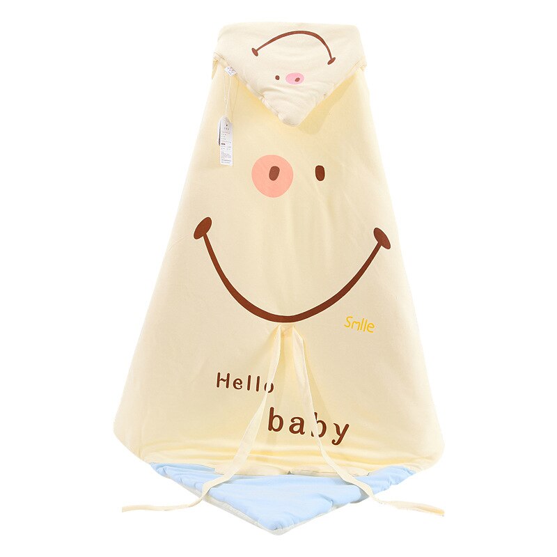 Sacos de bebê são engrossados com algodão outono e inverno recém-nascidos são mantidos por bebês super-verdes segurando cobertores: Yellow smiley