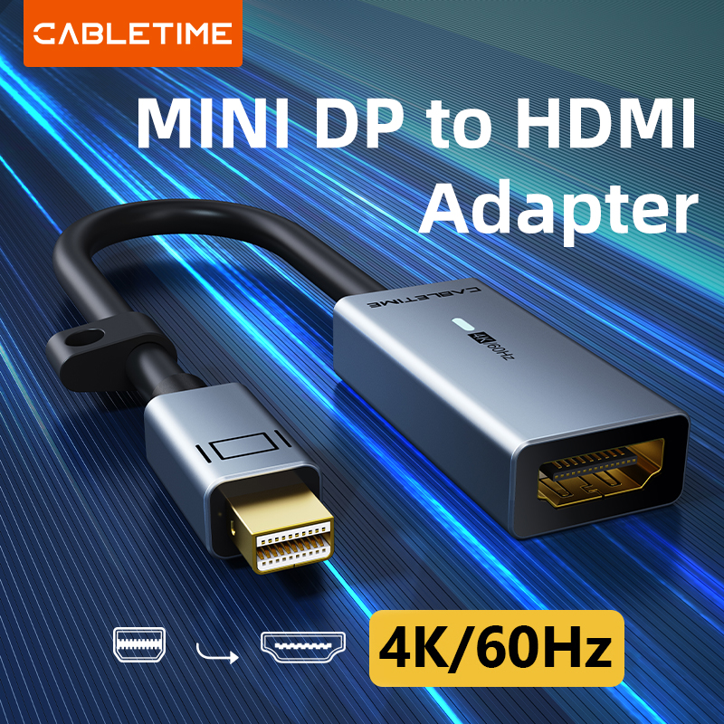 CABLETIME Adapter Mini DisplayPort na HDMI 4K 60HZ Mini DP na HDMI LED do MacBook Air 13 Surface Pro 4 Thunderbolt