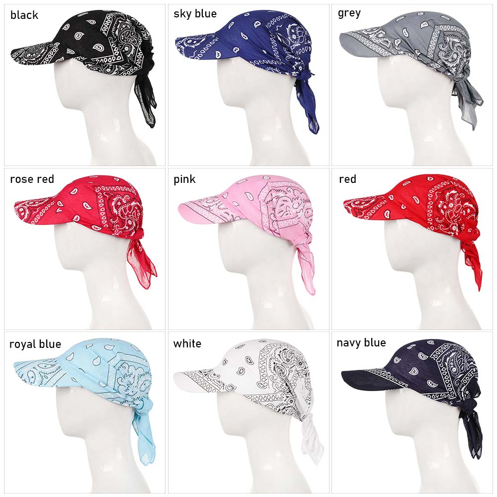 Cotton Visor Hat Women Men Unisex Printed Square Scarf Cap Soft Headscarf Outdoor Sunshade Hats