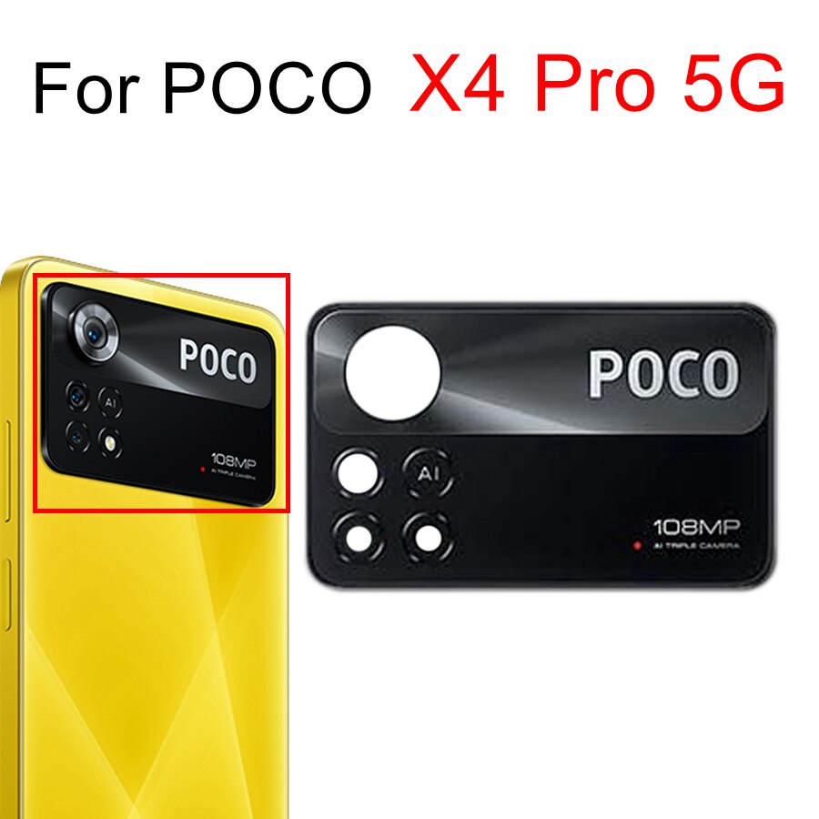 Back Rear Camera Glass For Xiaomi POCO M4 Pro M3 F1 F2 F3 X3 NFC F4 GT X4 Pro 5G Main Camera Lens Cover Replacement+Adhesive: Poco X4 Pro 5G