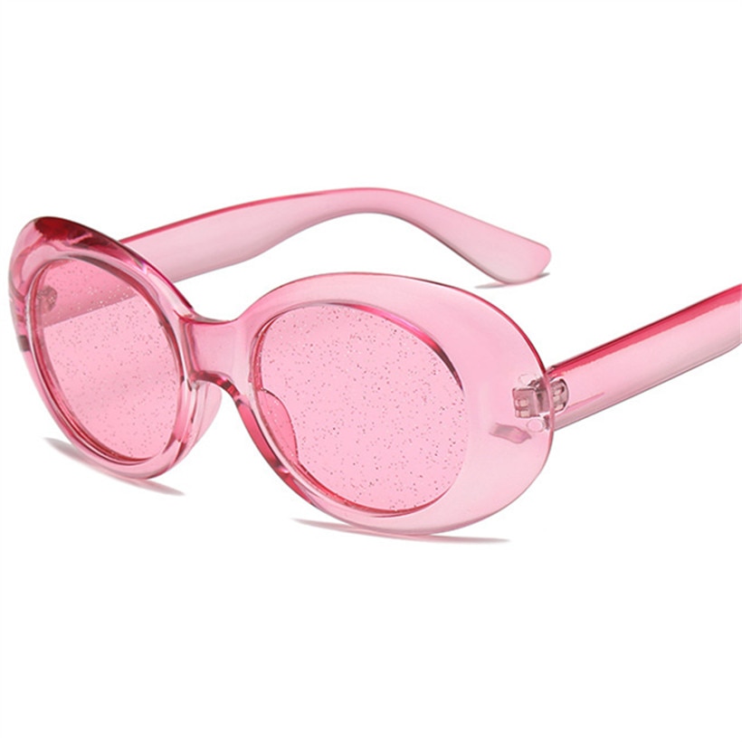 NYWOOH Oval Sunglasses Women Colorful Candy Clear Sun Glasses Men Sequin Red Pink Eyewear Kurt Cobain Glasses Clout Goggles