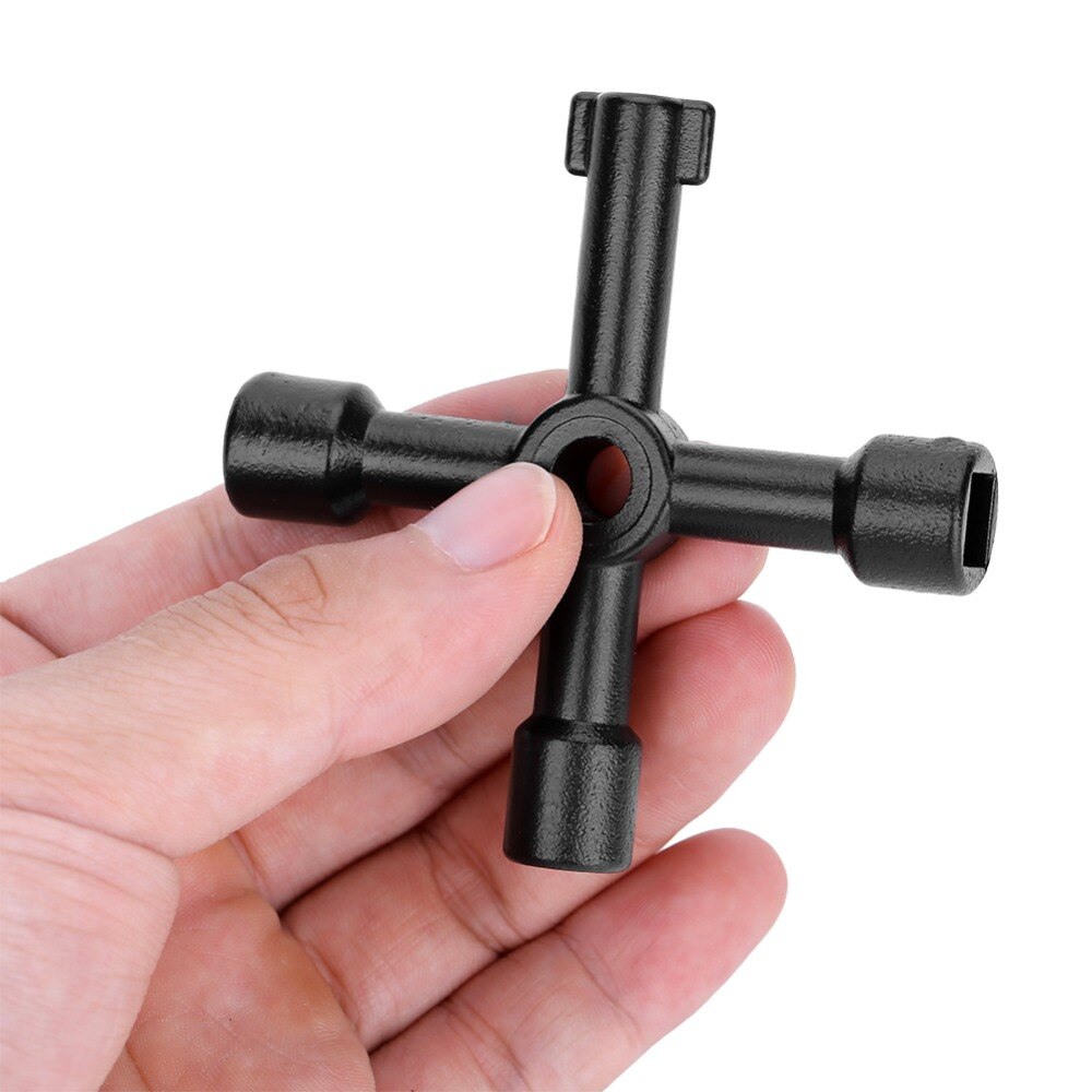 4 Way Multi-functional Universal Key Zinc Alloy Plumbers Electricians Valve Tools Black