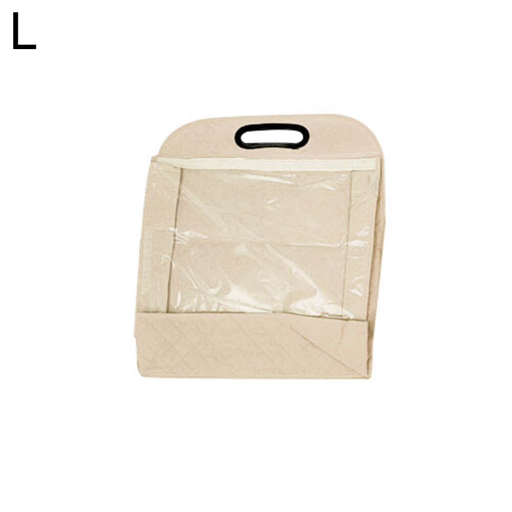 Handbag Dust Cover Leather Bag Protector Hanging Storage Pouch Closet Organizer: Beige / M
