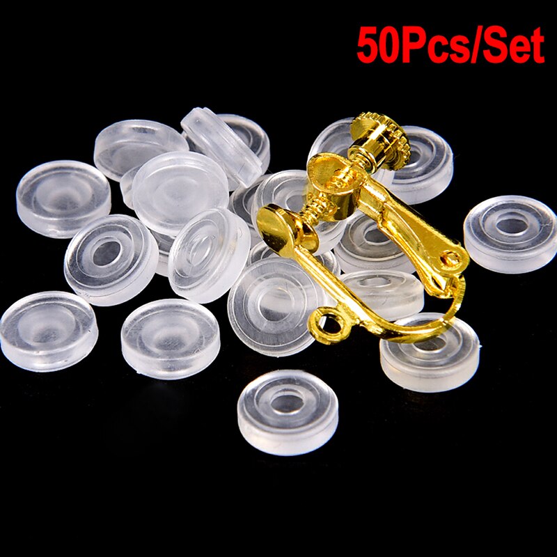 50 piezas Clip de oreja Anti-dolor almohadilla suave transparente de silicona Anti-dolor Pad para pendientes accesorios de la joyería DIY conclusiones