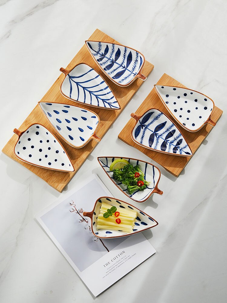 Leaf ceramic plates dessert dishes tableware snack plates kitchen dishes european fruit plate appetizer bite