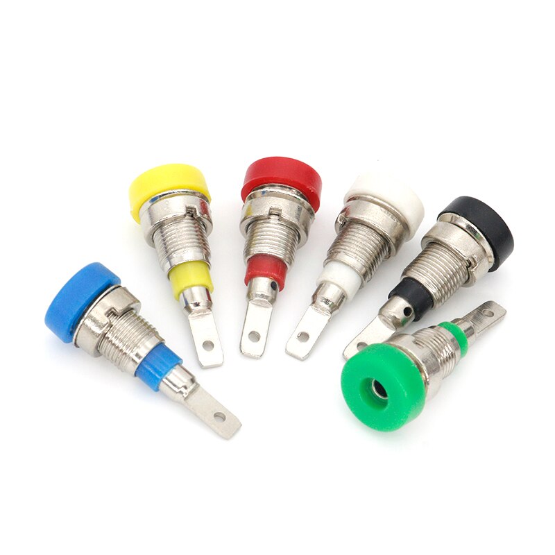 5Pcs Brass 2mm Banana Female Jack Chassis Panel Mount Socket Connector for Non-Shrouded Banana Plug