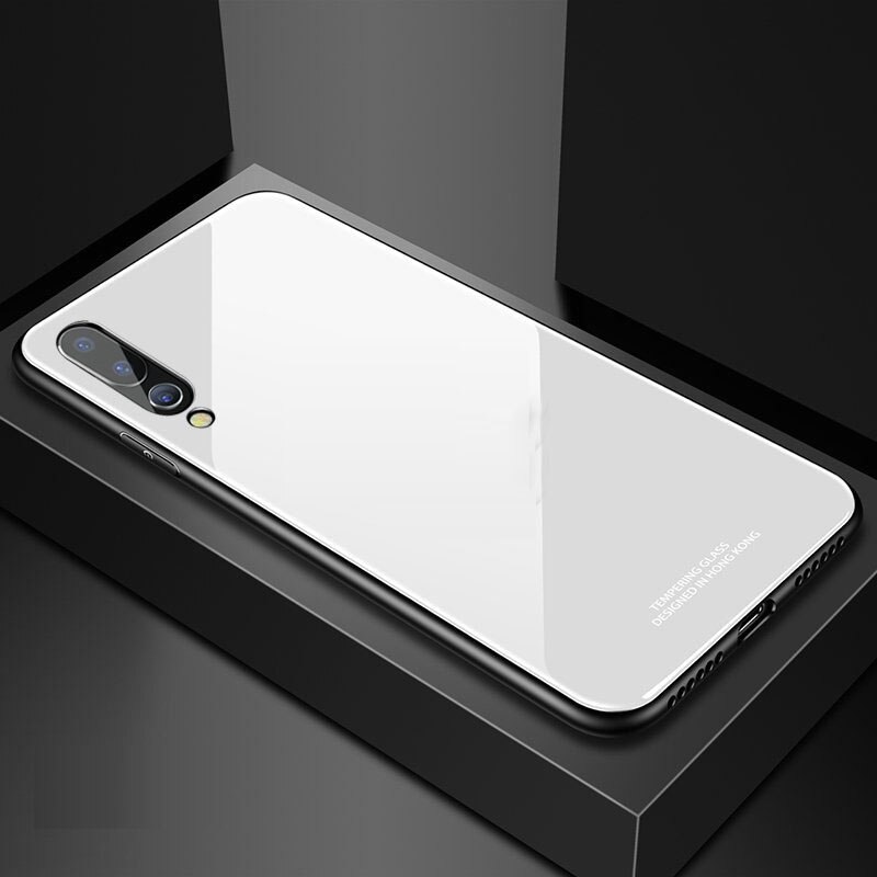 Yuetuo lujoso original funda de espejo de cristal duro para huawei p20 pro lite p20pro p 20 plus nova 3e funda trasera de silicona para teléfono: For p20 / white