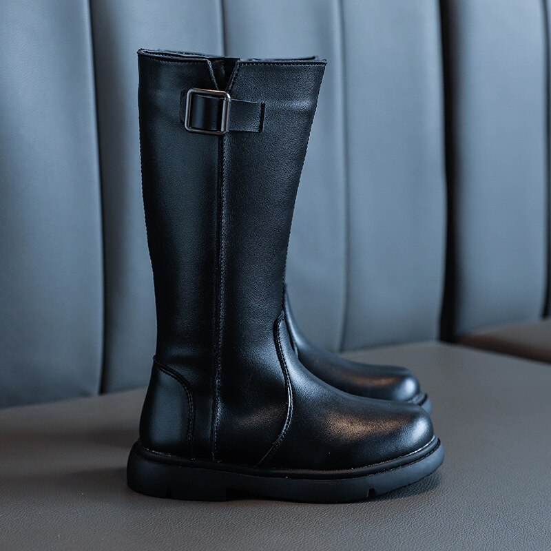 Bottes au dessus du genou pour filles, chaussures d'automne montantes, princesse et fermeture éclair sur le côté, faciles à porter,