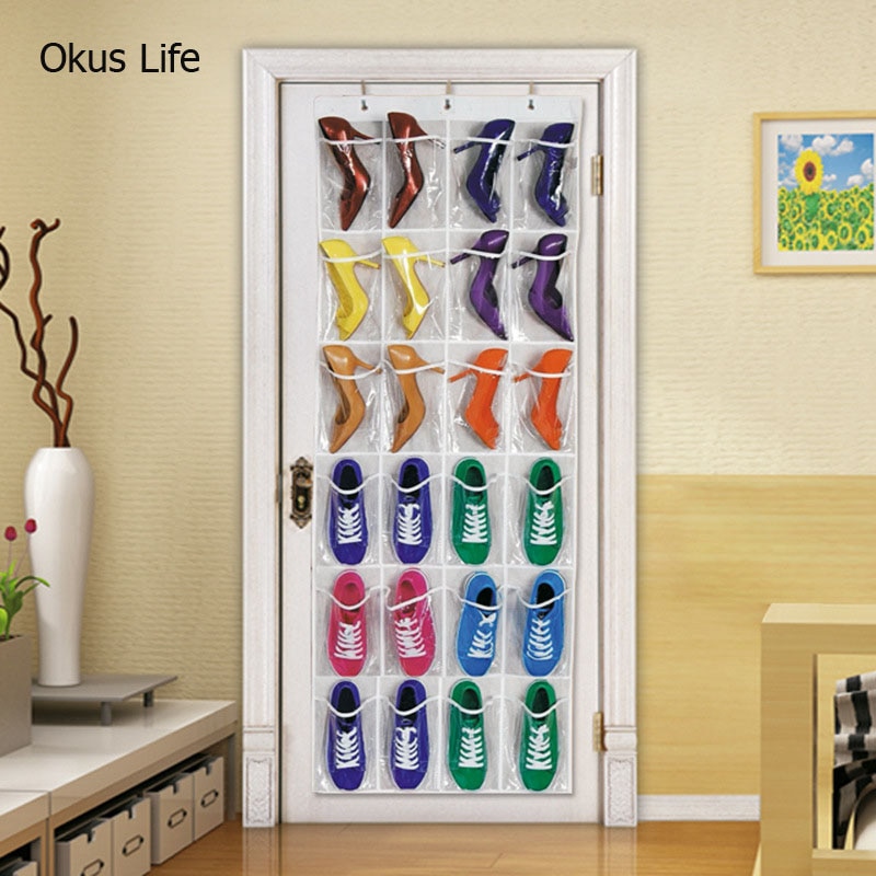 Organizador colgante con 24 bolsillos, bolsa de almacenamiento detrás de la puerta, para zapatos, parachoques, para cuna, cocina, baño, con ganchos