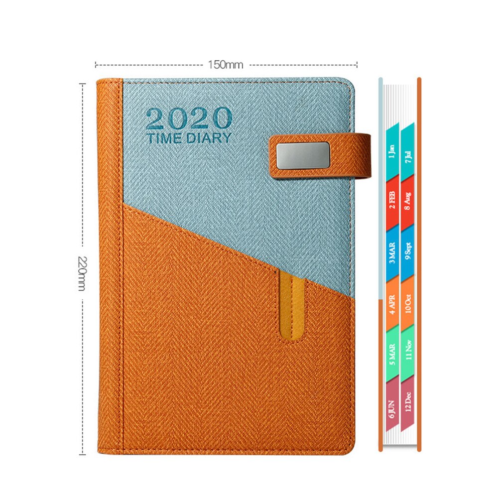 365 Days Month Schedule Notebook Imitation Leather A5 Planner Diary Stationery for Man Woman Student (Dark Green)