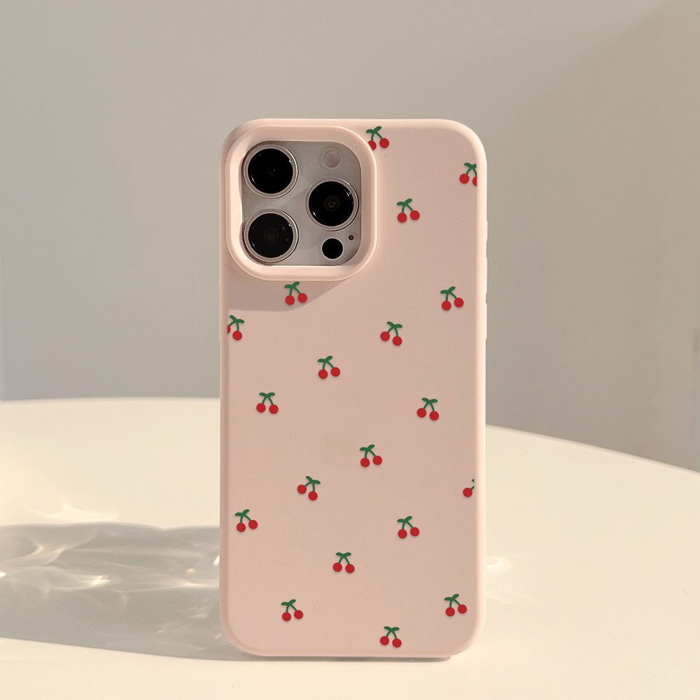 Cute Cartoon Cherry Pattern Phone Case For iPhone 16 15 14 13 12 11 Pro Max Plus Silicone Shockproof Cases Cover