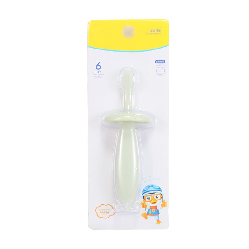 Brosse à dents en silicone doux pour enfant,articles de soins dentaires et d'entraînement pour bébé,: white