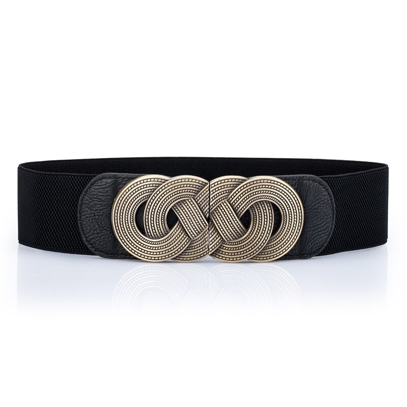 Nuevos fajines para mujer, cinturón ancho, hebilla Punk, hebillas de aleación de metal, cinturones elásticos, fajín para mujeres, de niñas: black color