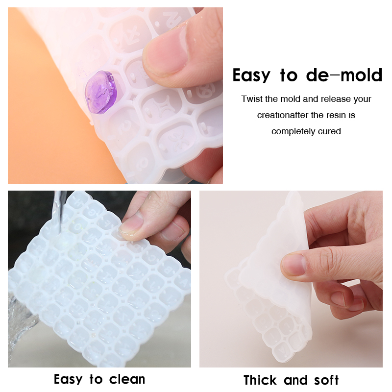 Moldes cuadrados de silicona con forma de corazón, letras y números, dijes, colgante, resina epoxi, molde de cuentas del alfabeto para pulsera DIY, suministros para fabricación de joyas