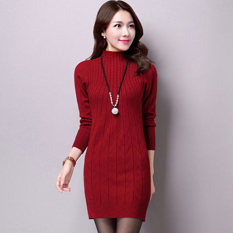 UPPIN automne hiver moyen-âge femmes Long paragraphe laine fond chemise sauvage mince paquet pull robe femme