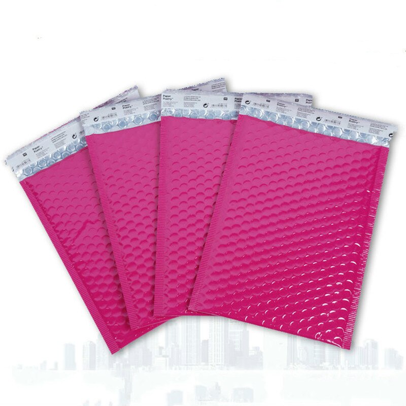 Rose Red Poly Bubble Mailer Envelopes Padded Mailing Bag Self Sealing Packaging Bag Wrap Storage Usable Space 15X13+4cm