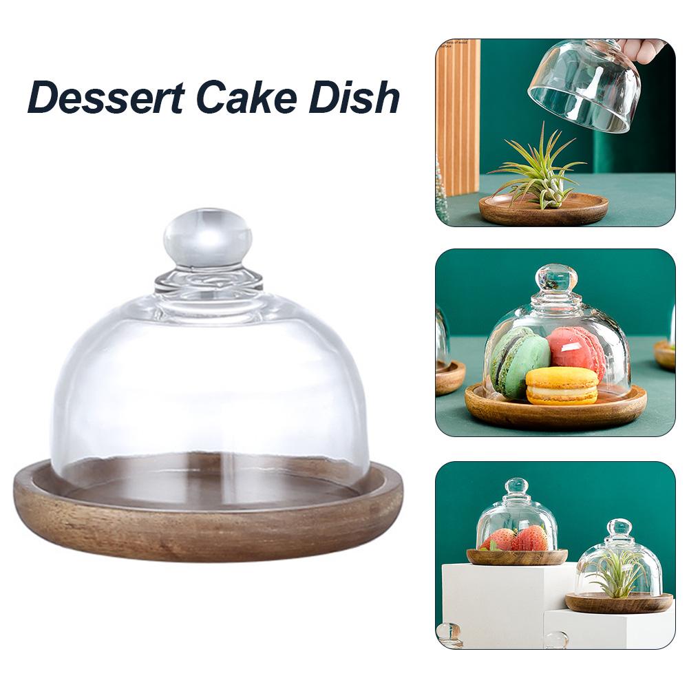 Dessert display brick bröd frukt dessert servering stativ med kupol lock fat lagring brickan kök multifunktionella tallrik tårta tallrik