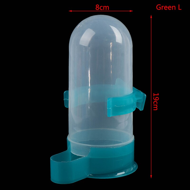 Fugl vand drikker feeder vander med klip kæledyr fugl leverer dispenser flaske: Grøn-l