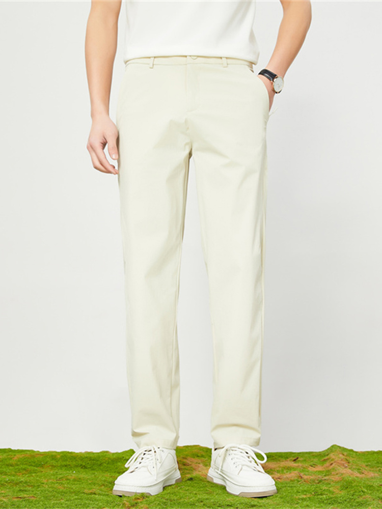 Pantalones informales de secado rápido para hombre, pantalones de Golf elásticos de nailon y LICRA ligeros, pantalones de seda helada con 4 bolsillos con cremallera, verano: XXXL / Beige