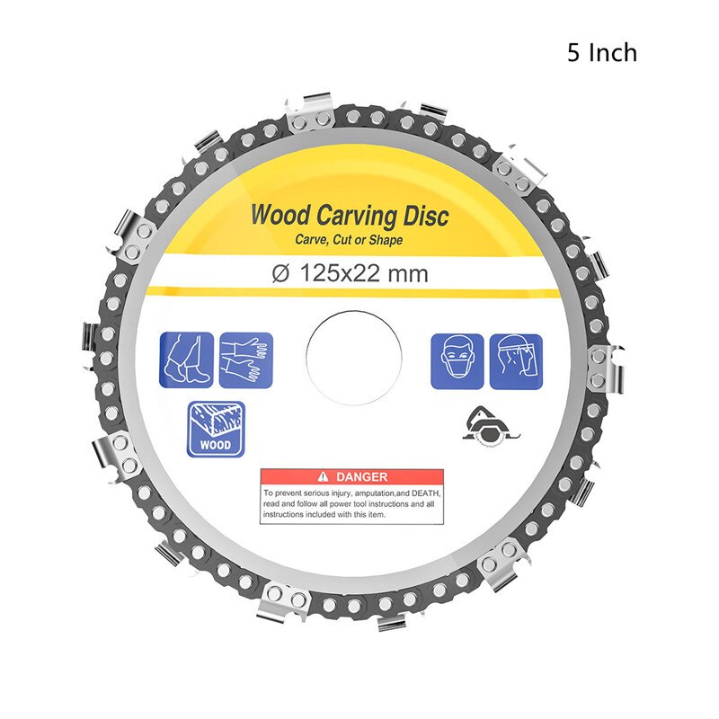 Inch Houtsnijwerk Houtbewerking Ketting Grinder Zagen Disc Keten Plaat Tool Voor 125Mm/115Mm Hoek Slijpen 5 of 4 Inch: 5 inch