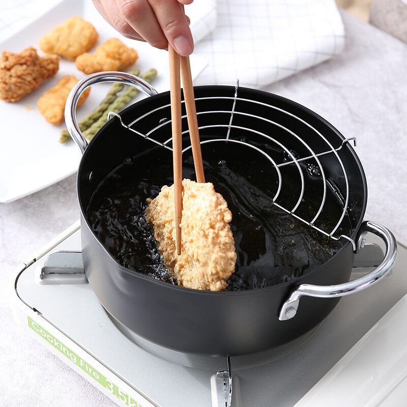 Tempura frying pan small fryer smokeless mini fry pot Japanese pattern