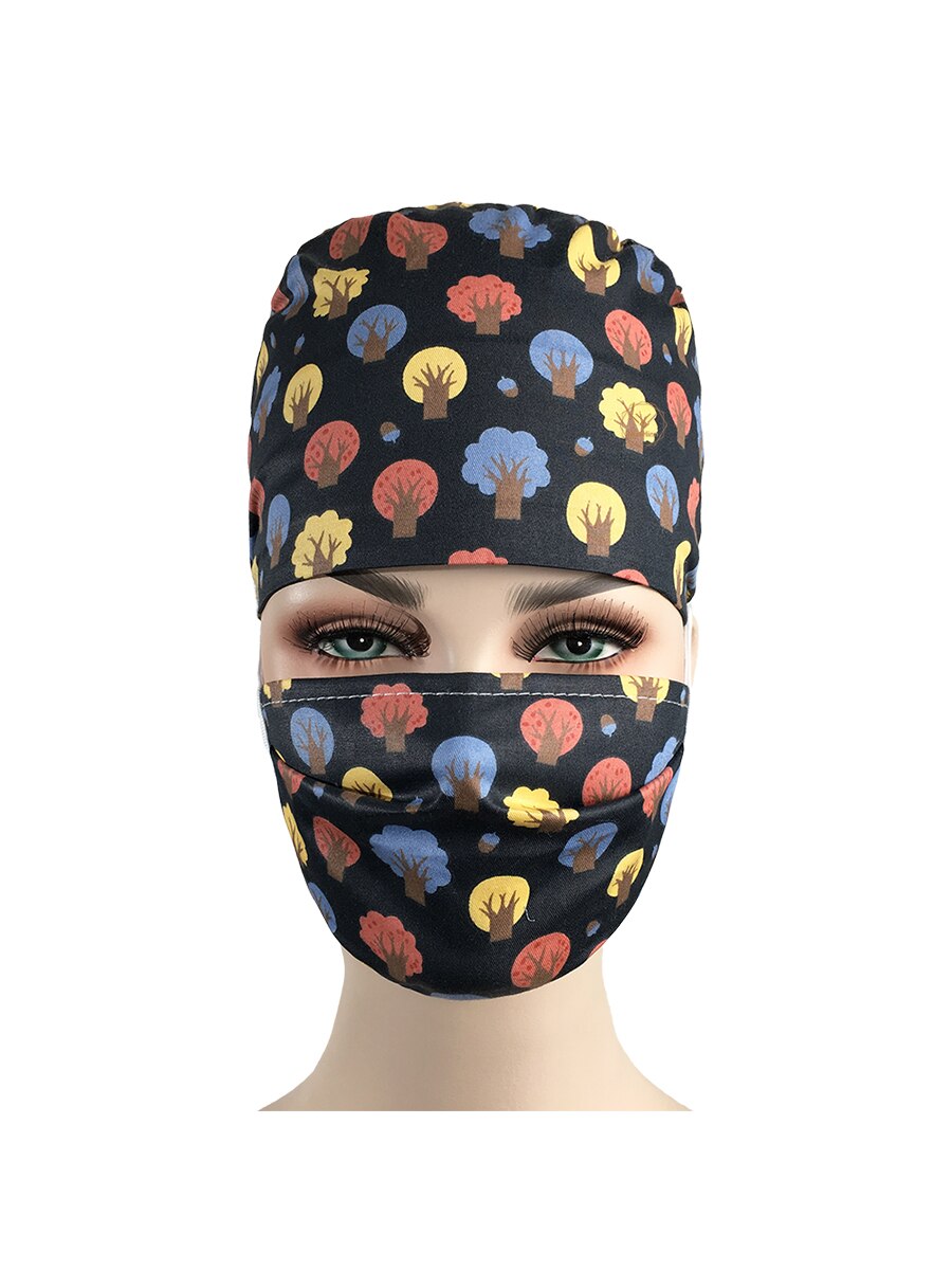 Unisexe impression spa travail casquettes réglable coton laboratoire anti-poussière travail chapeau dent beauté Scrubs casquettes animal club opérateur chapeau: hatmask12089
