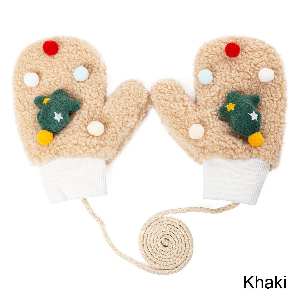 Molixinyu inverno bebê luvas para meninas e meninos bonito dos desenhos animados crianças luvas engrossar luvas quentes de malha algodão crianças luvas: khaki